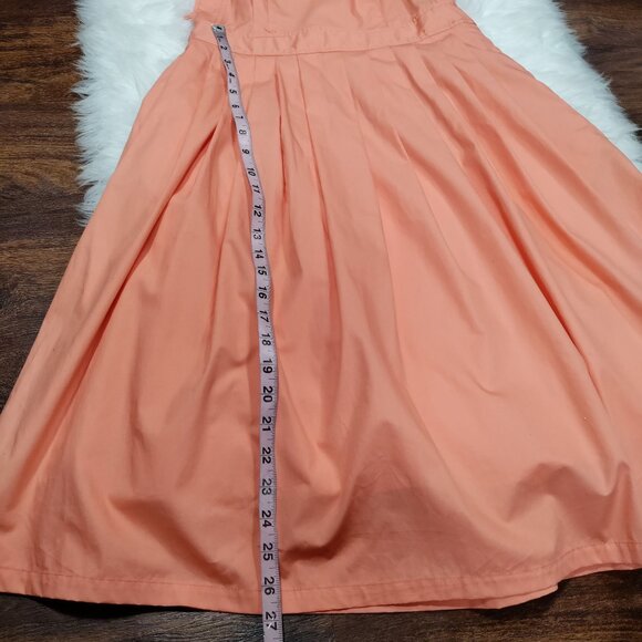 Soolinen Vintage-Inspired Retro 50s Pleated Skirt Adjustable Straps Coral M - Picture 10 of 12